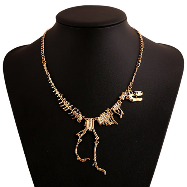 T-rex dinosaur skeleton necklace (main view)