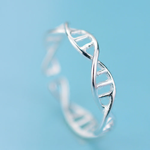 Women Ring Free Size open DNA Double Helix 925 Sterling Silver fashion jewelry