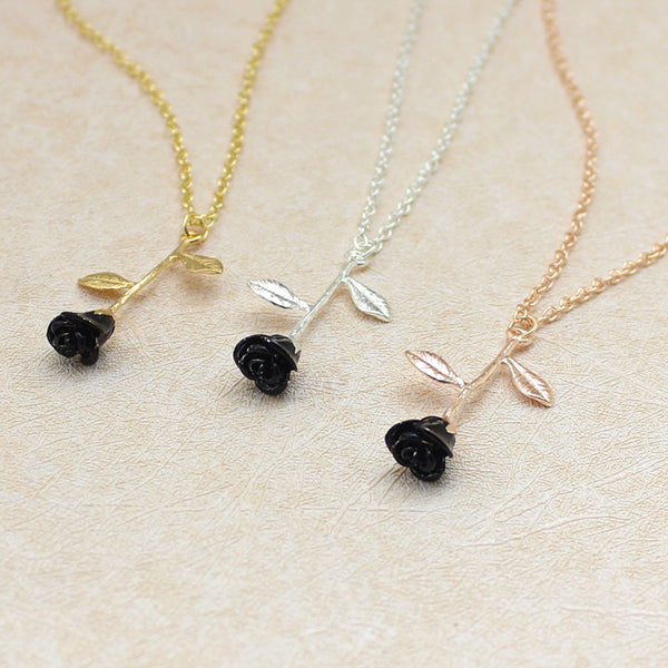 Black rose necklace Fashion necklace for women Cheap neclace (in 3 colors)