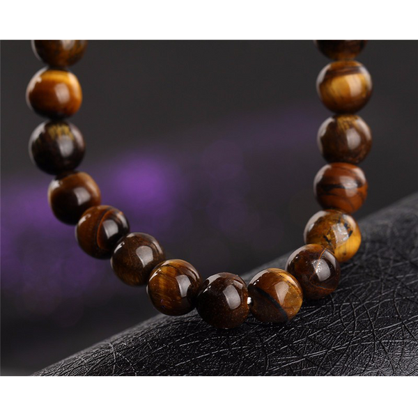 close up of the bead bracelet (tiger eye)