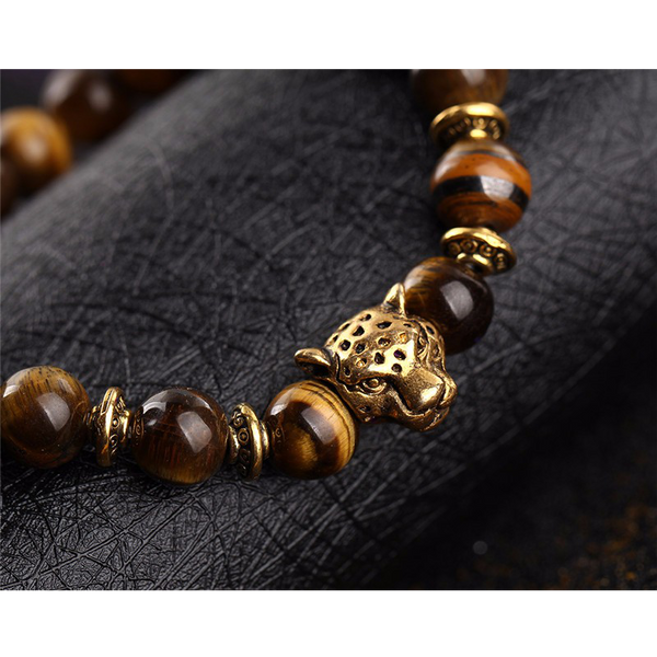 close up of the panther bracelet (tiger eye)