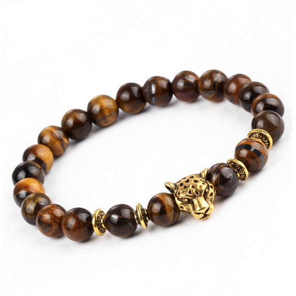 panther bead bracelets (tiger eye & gold)