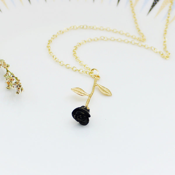 Black rose necklace Fashion necklace for women Cheap neclace (gold color)