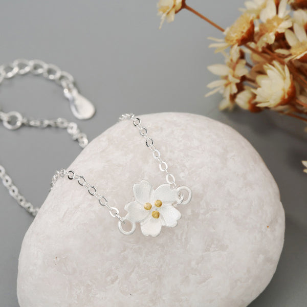 Sakura Charm Sterling Silver Bracelet close up