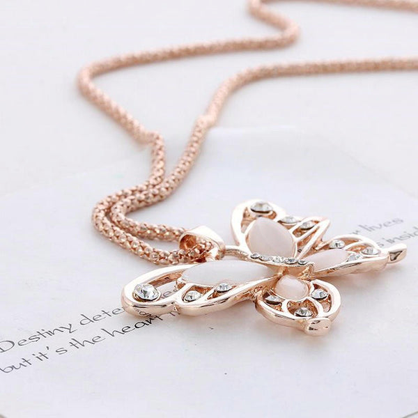 Big butterfly necklace Statement necklace for women (pendant side view)