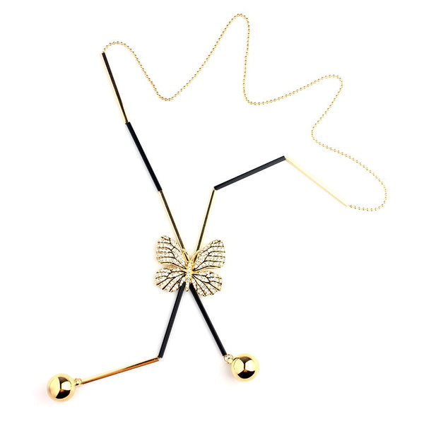 Butterfly necklace Black statement necklace for women Cheap neclace (in gold color)