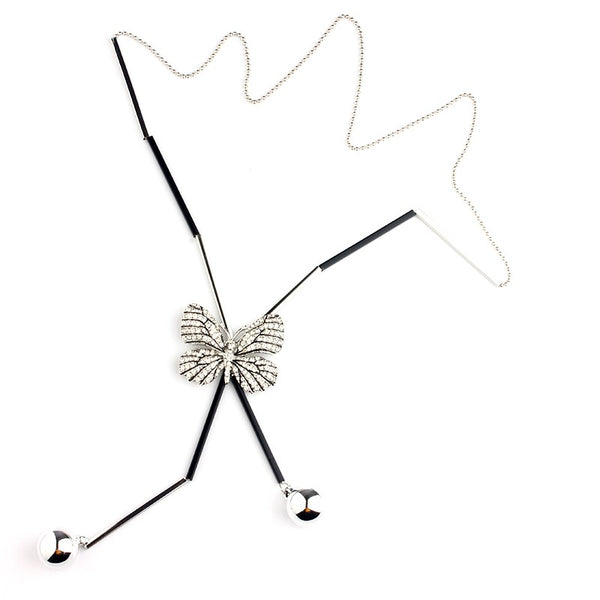 Butterfly necklace Black statement necklace for women Cheap neclace (in silver color)
