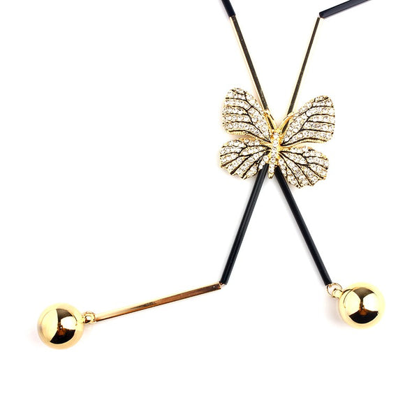 Golden Glamor -- Women's Butterfly Necklace