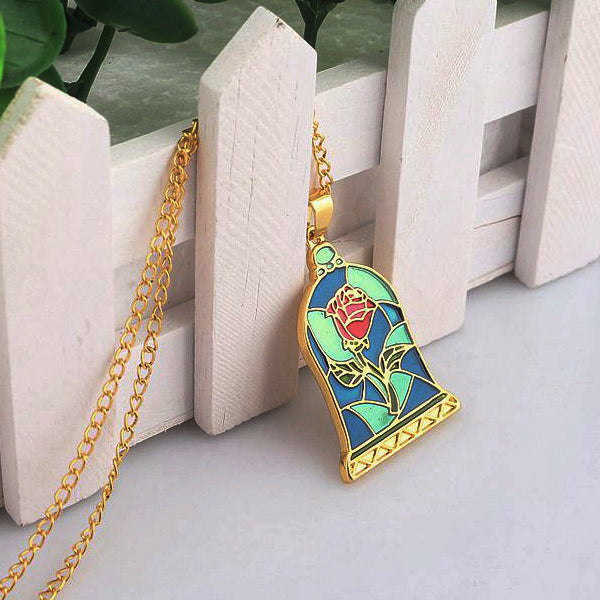 Rose necklace Inspired by Beauty and the Beast