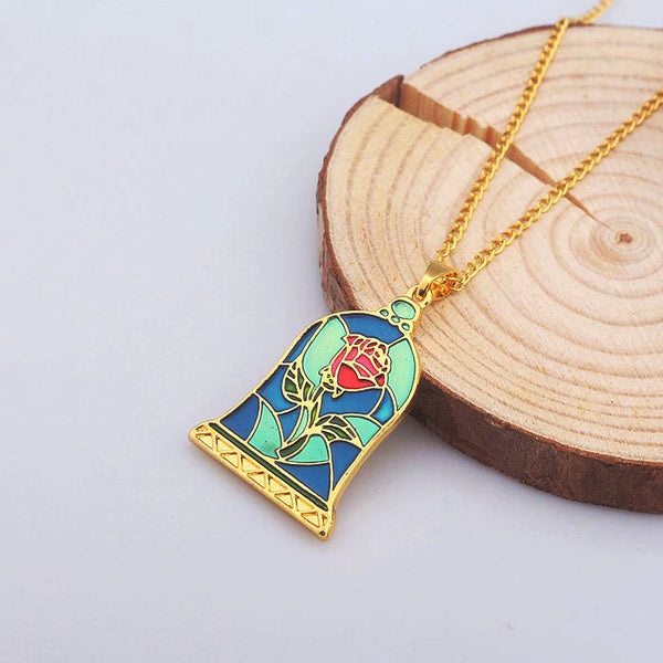 Enchanted Rose necklace for women Flower neclace Charm necklace Close up view