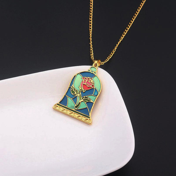 "Beauty and the Beast" Enchanted Rose Necklace