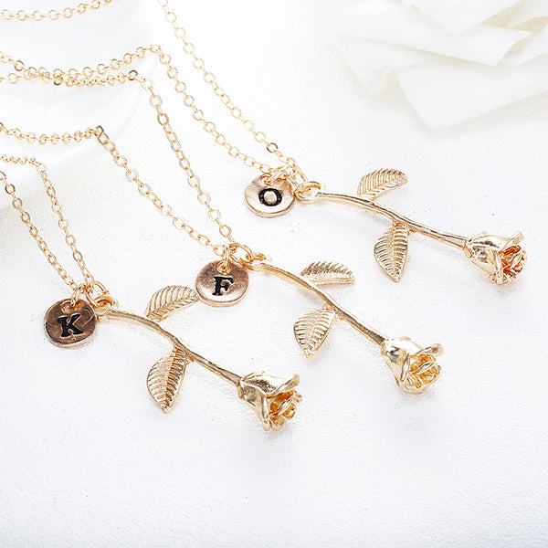 Four "Beauty and the Beast" Dainty Rose Necklace