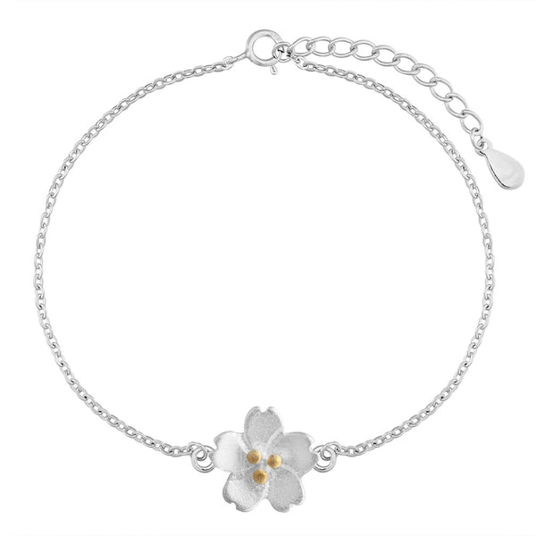 Sakura flower charm bracelet Sterling silver bracelets for women (main view)