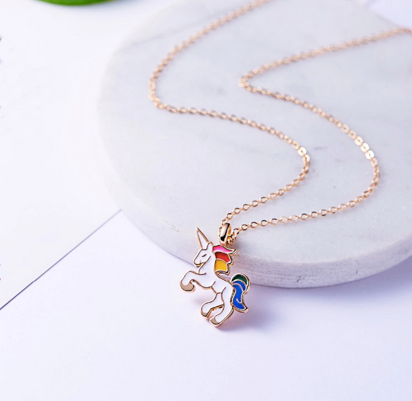 This cute unicorn necklace lights up my day!