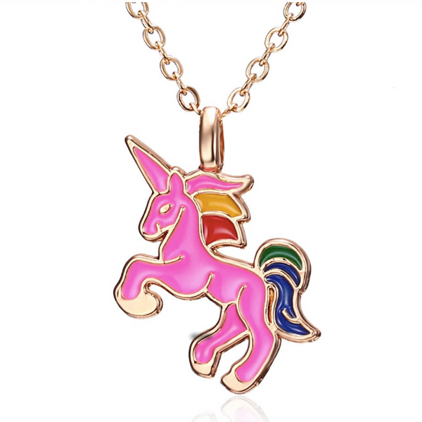 Pink unicorn pendant