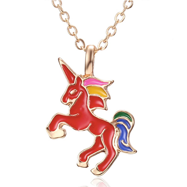 Red unicorn pendant