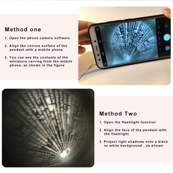 how to play with the "I love you" projection in the necklace?