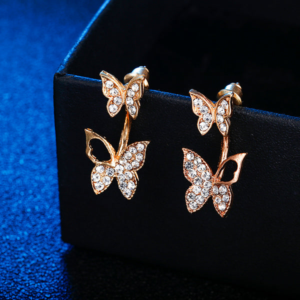 butterfly earrings Stud earrings for women Cheap earring (look nice on blue background)
