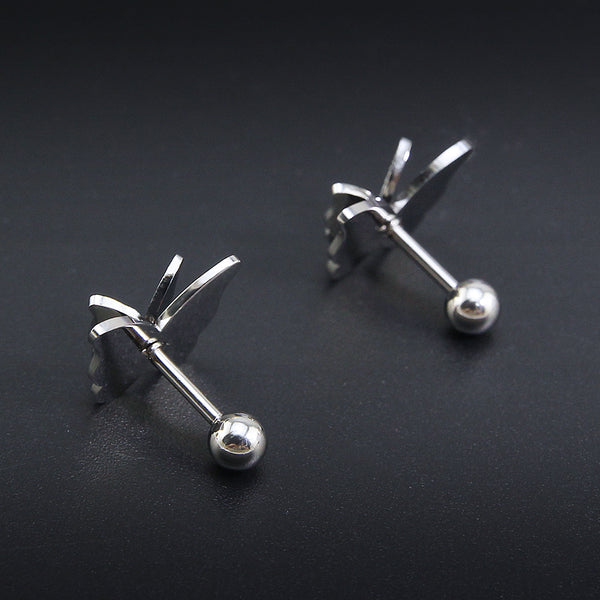 Butterfly earrings Stud earrings for women Cheap earring  (silver, rareview)