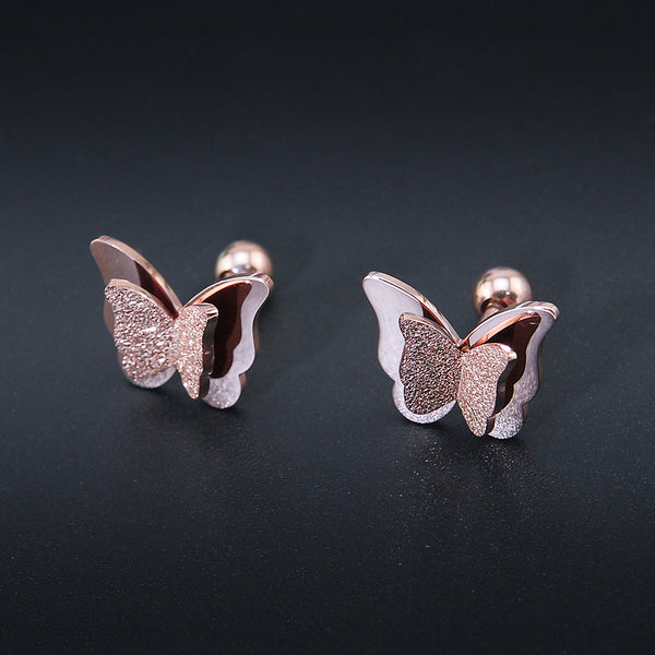 Butterfly earrings Stud earrings for women Cheap earring  (frosted surface)
