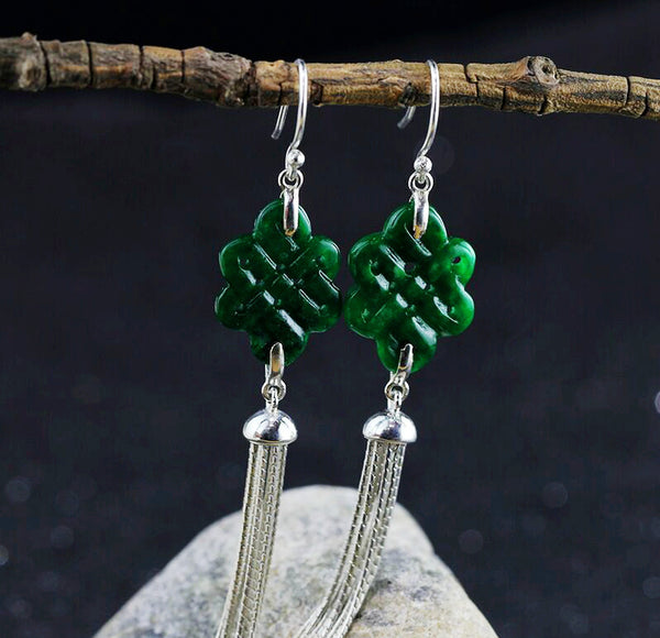 close up on the green jade Chinese knots
