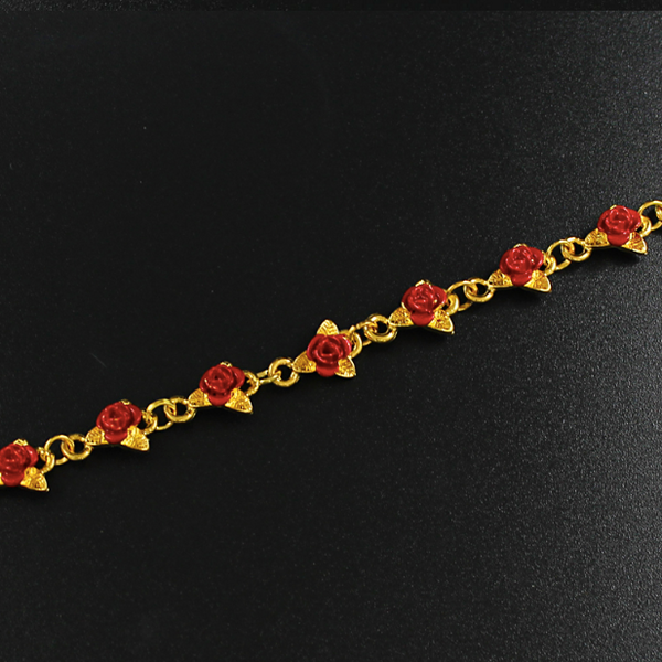 "Rose Garden" -- Red Rose Bracelet