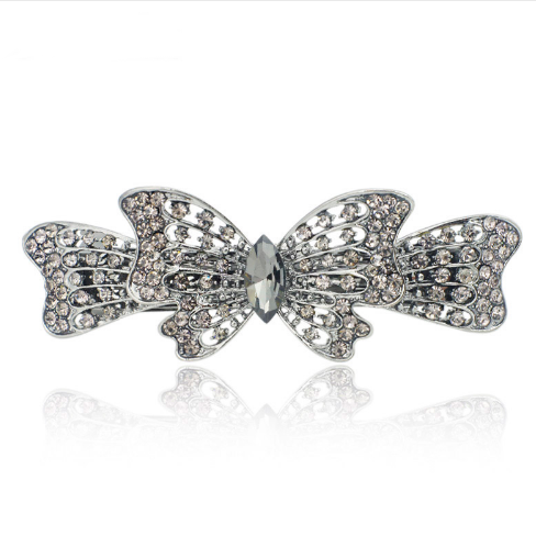 Ribbon butterfly hair clips hair barrettes (gray)