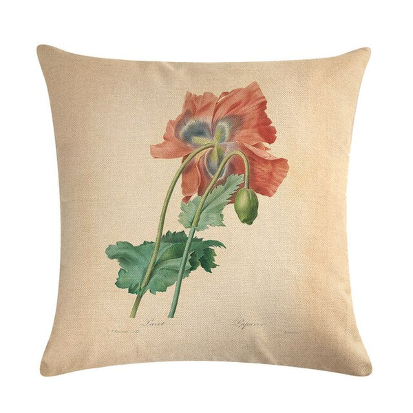 Vintage flowers Floral cushion covers Pillow case (red flower)
