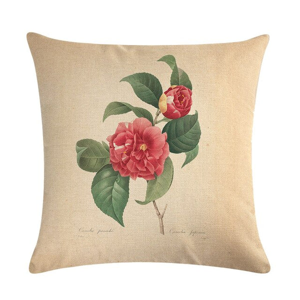 Vintage flowers Floral cushion covers Pillow case (red rose)
