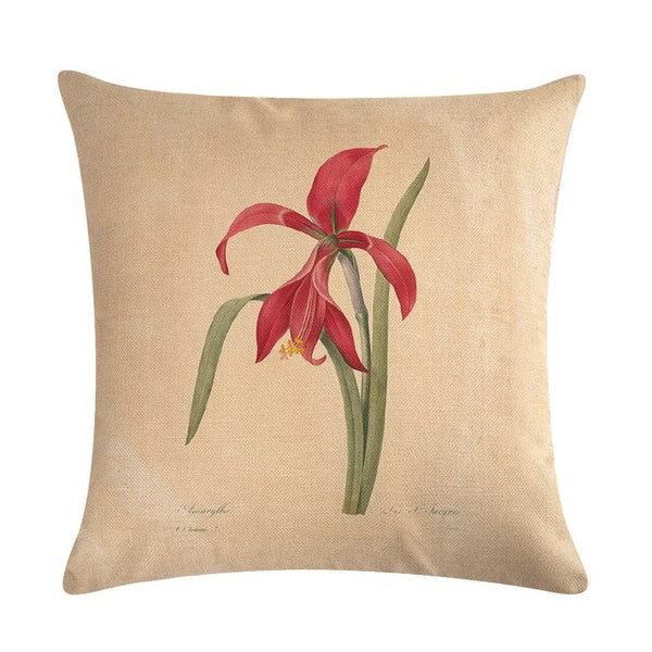 Vintage flowers Floral cushion covers Pillow case (red lilies)