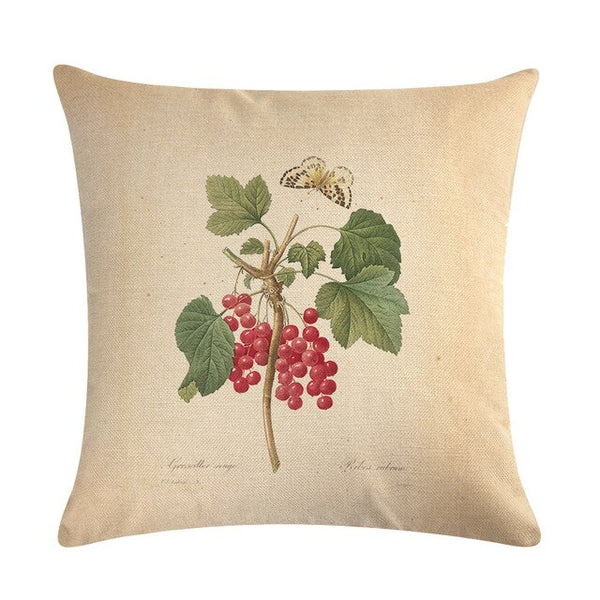 Vintage flowers Floral cushion covers Pillow case (red berries)