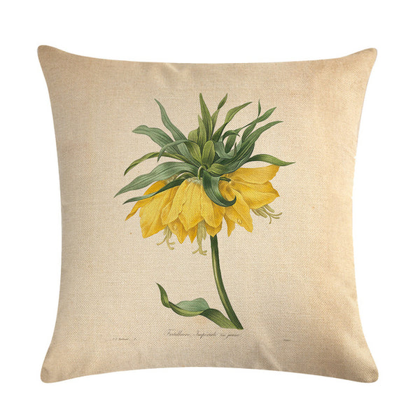 Vintage flowers Floral cushion covers Pillow case (yellow bells)