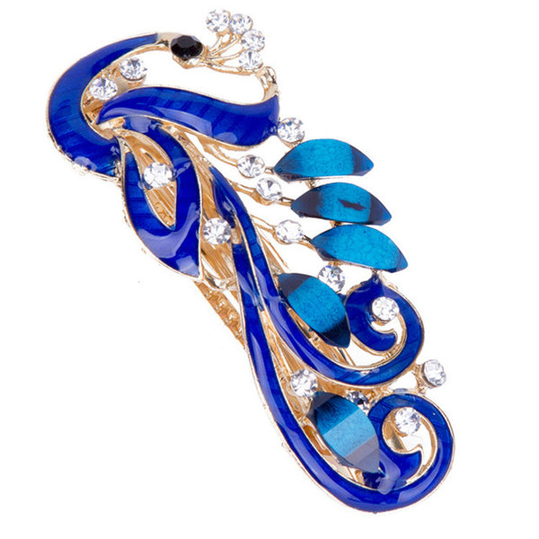 blue phoenix flower hair clip