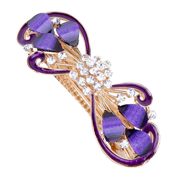 purple flower curve hair barrettes