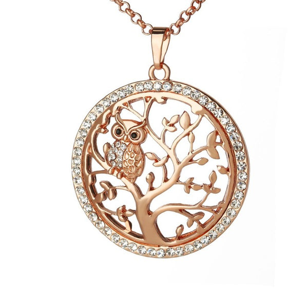 rose gold owl necklace