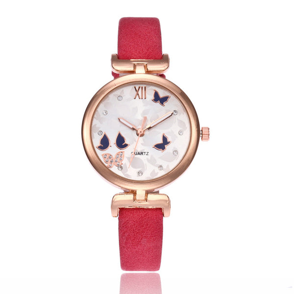 the butterfly watch with red wrist bands