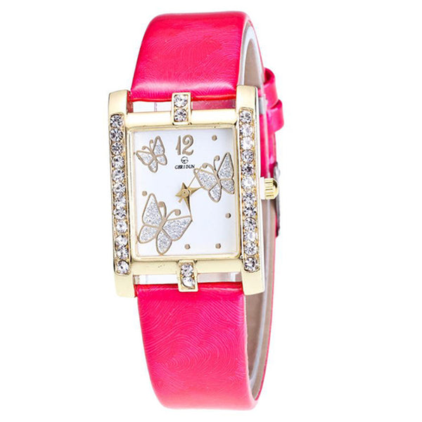 Square Classic -- Butterfly watches Women watches (hot pink)