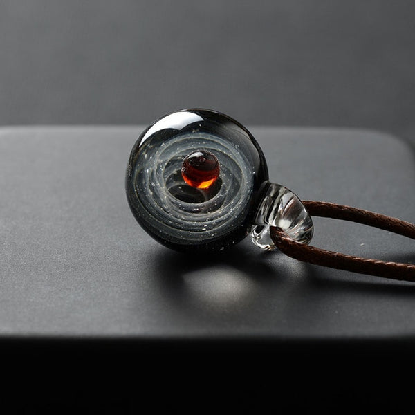 Universe Glass Art Pendant Necklace (red and black)