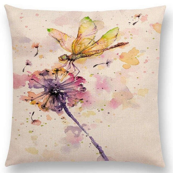 Watercolor Butterflies -- Floral cushion covers Pillow case (dragonfly)