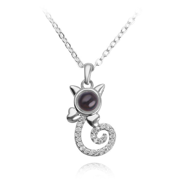 necklace pendant in cat shape (silver)