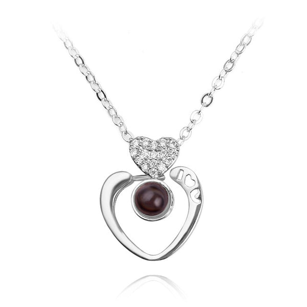 necklace pendant in rounded heart shape (silver)