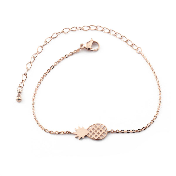 pineapple charm bracelet in rose gold