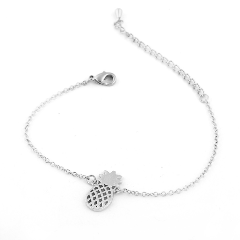 pineapple charm bracelet silver color