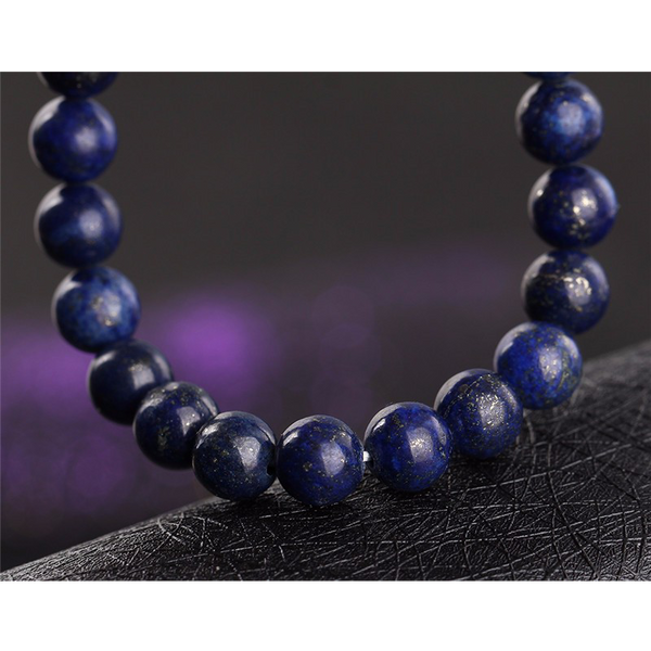 close up of the bead bracelet (blue stone)