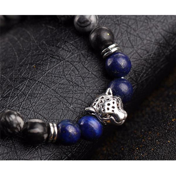 silver panther bead bracelet