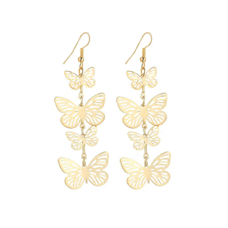 Dance of Spring -- Long Butterly Dangle Earrings for Women (gold)
