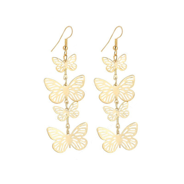 Dance of Spring -- Long Butterly Dangle Earrings for Women (gold)