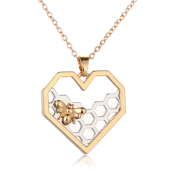 The heart-shaped style, honey bee necklace for women