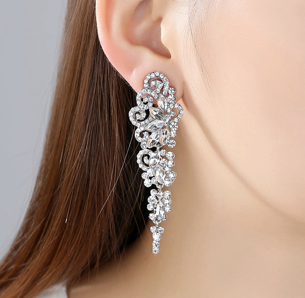 Chandelier Long Earrings on model's ear