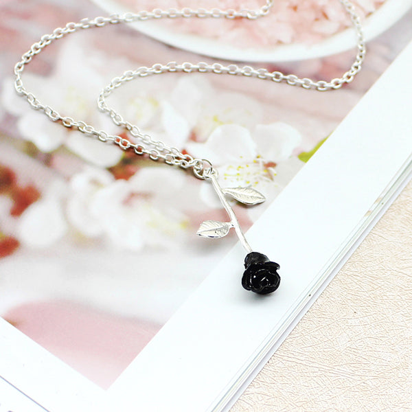 Black rose necklace Fashion necklace for women Cheap neclace (silver color)